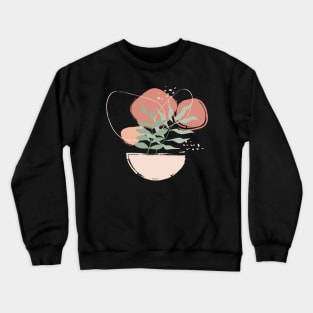 Abstract shapes dots lines and plants digital design illustration Crewneck Sweatshirt